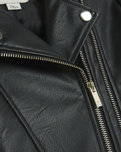 River Island Girls Pu double zip biker jacket Black Sale