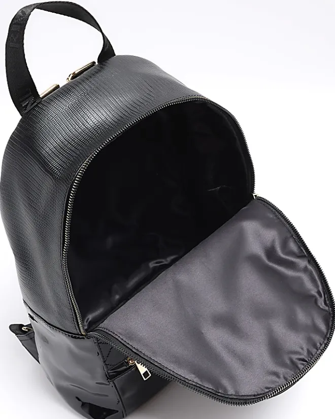 River Island Girls quilted bow detail backpack Black Best