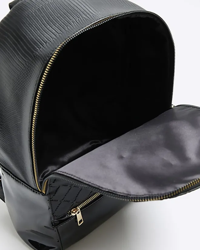 River Island Girls quilted bow detail backpack Black Best