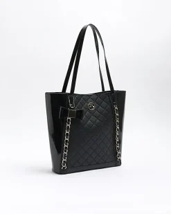 River Island Girls quilted chain detail shopper bag Black Discount