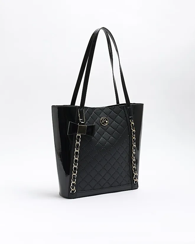 River Island Girls quilted chain detail shopper bag Black Discount