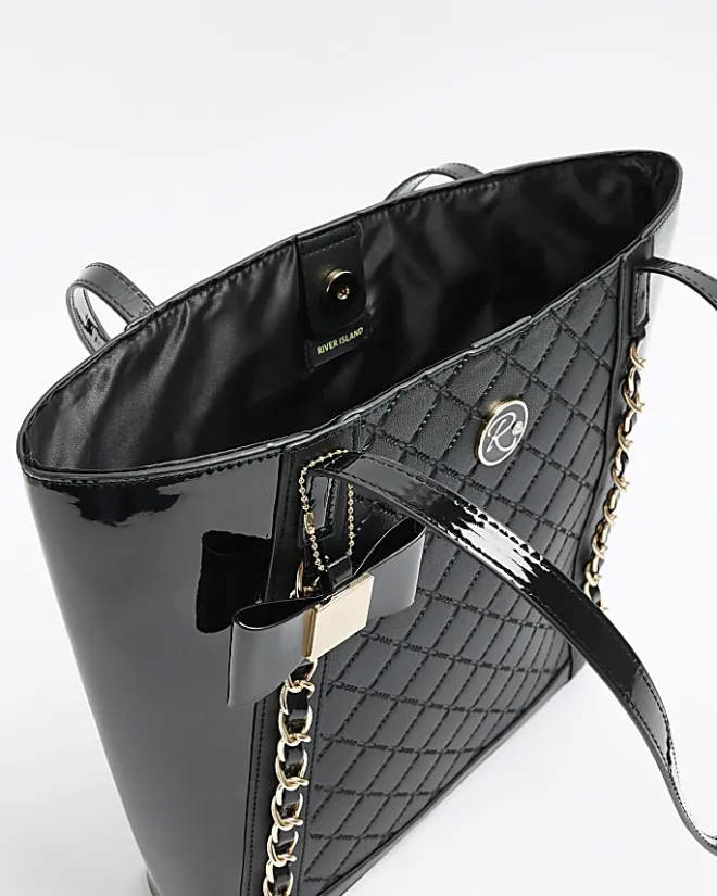 River Island Girls quilted chain detail shopper bag Black Discount