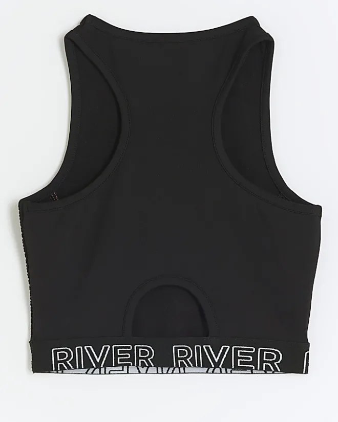 River Island Girls RI Active mesh panel tank top Black Outlet
