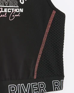 River Island Girls RI Active mesh panel tank top Black Outlet