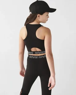 River Island Girls RI Active mesh panel tank top Black Outlet