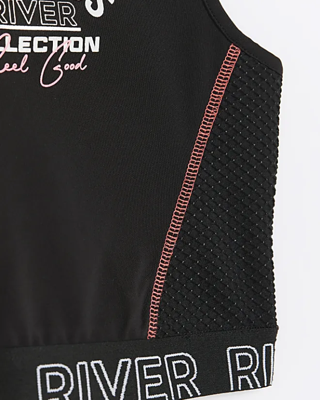 River Island Girls RI Active mesh panel tank top Black Outlet