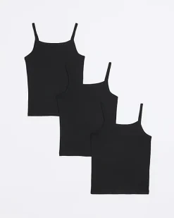 River Island Girls RI vest top 3 pack Black Discount