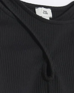 River Island Girls rib crossed top and leggings set Black Hot
