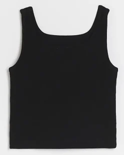 River Island Girls rib embroidered logo crop vest Black New