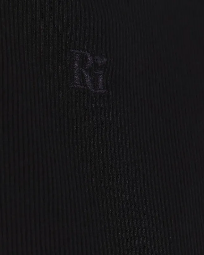 River Island Girls rib embroidered logo crop vest Black New