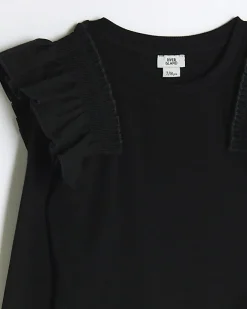 River Island Girls rib frill bodysuit Black Discount