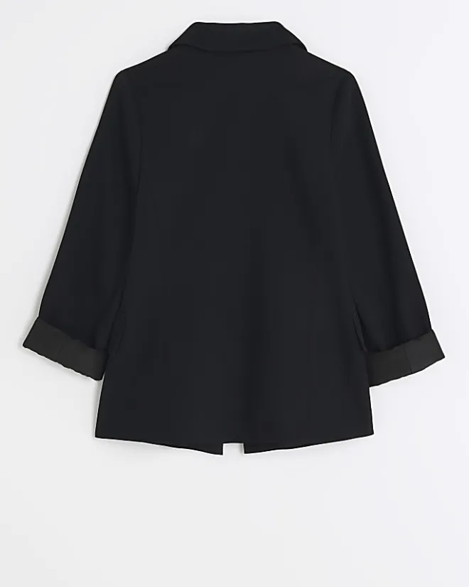 River Island Girls rolled sleeve blazer Black Online