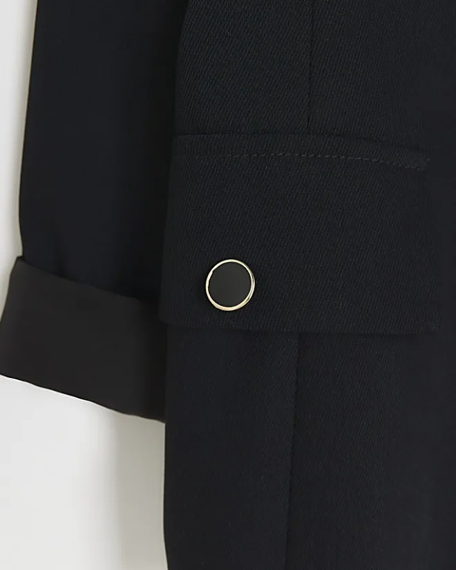 River Island Girls rolled sleeve blazer Black Online
