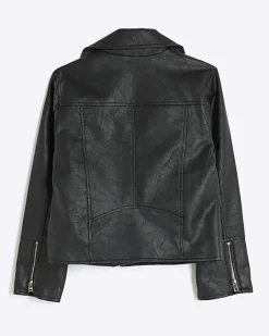 River Island Girls zip up biker jacket Black Online