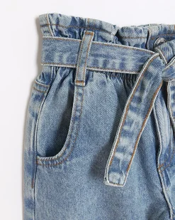 River Island Girls belted paperbag jeans Blue New