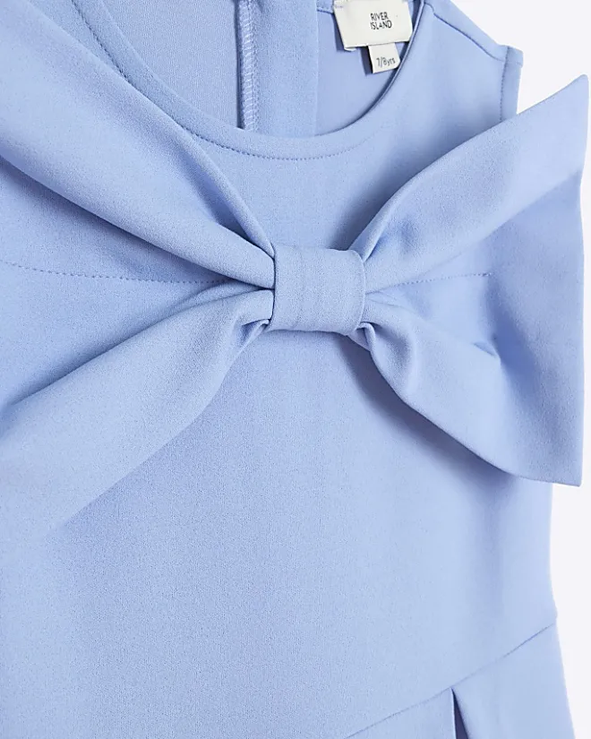 River Island Girls bow wide leg jumpsuit Blue Hot