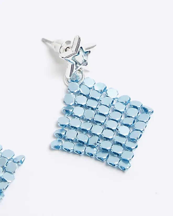 River Island Girls Blue Chainmail Earrings Purple Best