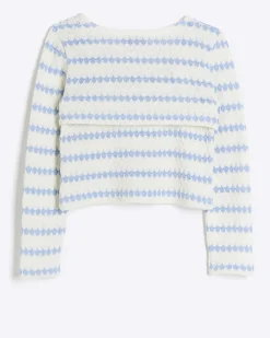 River Island Girls crochet 2 in 1 long sleeve top Blue Sale