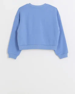 River Island Girls diamante graphic sweatshirt Blue Discount