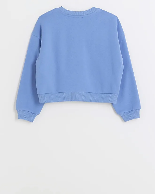 River Island Girls diamante graphic sweatshirt Blue Discount