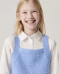 River Island Girls Embellished Knit Top and Shirt Set Blue Online