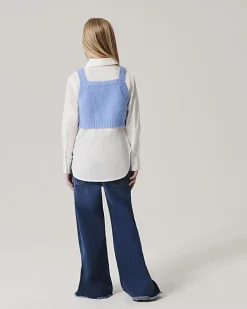 River Island Girls Embellished Knit Top and Shirt Set Blue Online