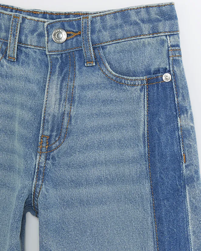 River Island Girls patchwork wide leg jeans Blue Hot
