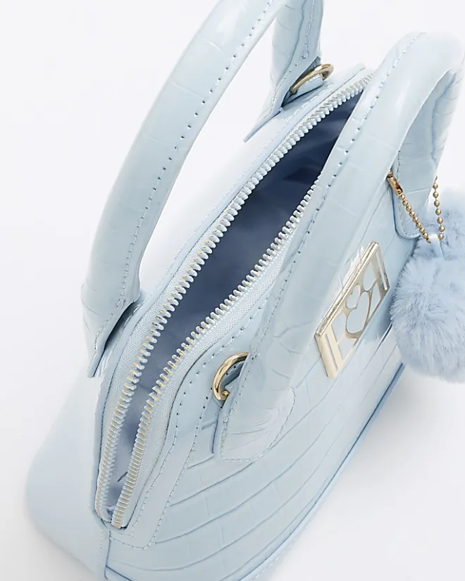 River Island Girls patent croc embossed bag Blue Fashion