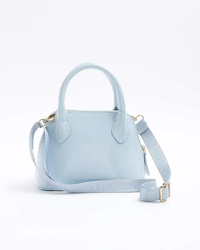 River Island Girls patent croc embossed bag Blue Fashion