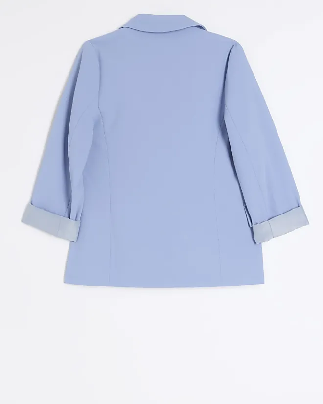 River Island Girls rolled sleeve blazer Blue Outlet