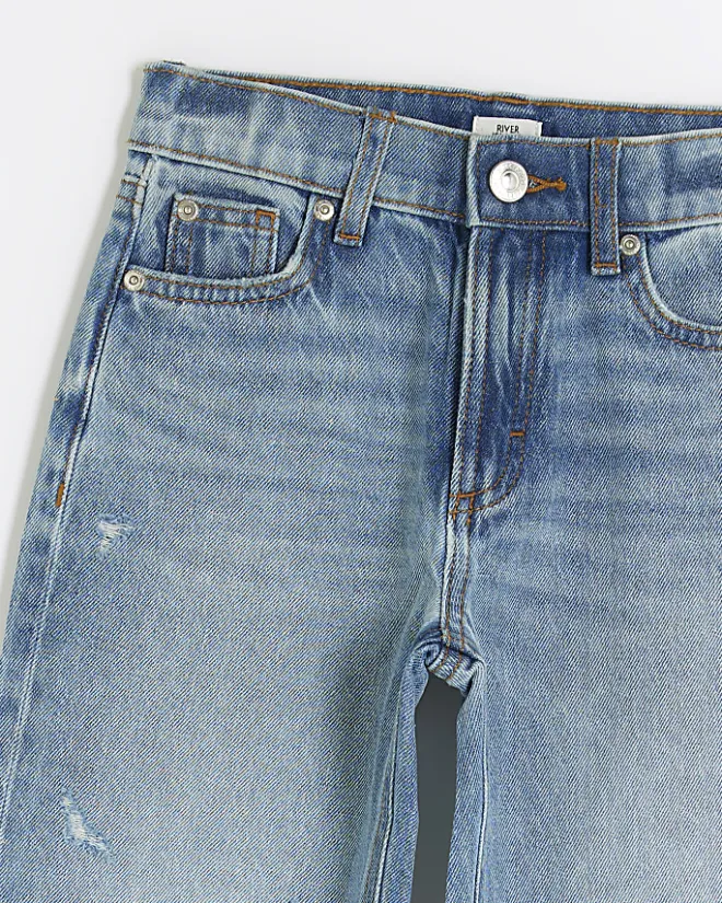 River Island Girls straight ripped jeans Blue Hot