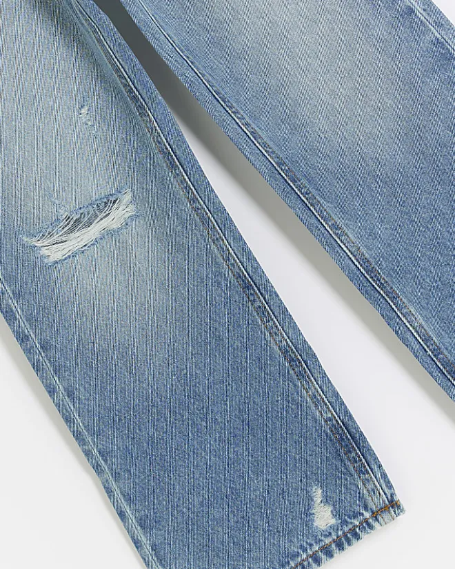 River Island Girls straight ripped jeans Blue Hot