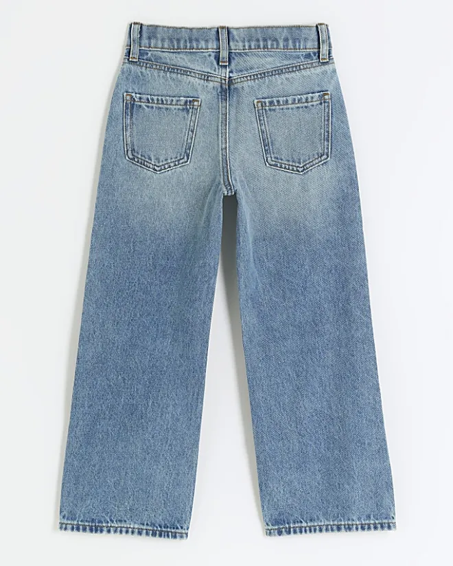 River Island Girls straight ripped jeans Blue Hot