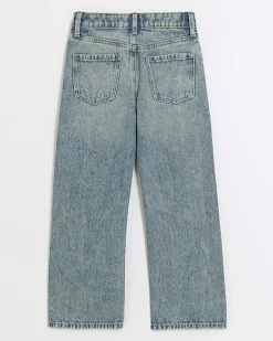 River Island Girls studded straight jeans Blue Hot