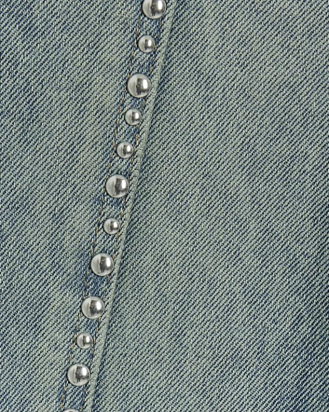 River Island Girls studded straight jeans Blue Hot