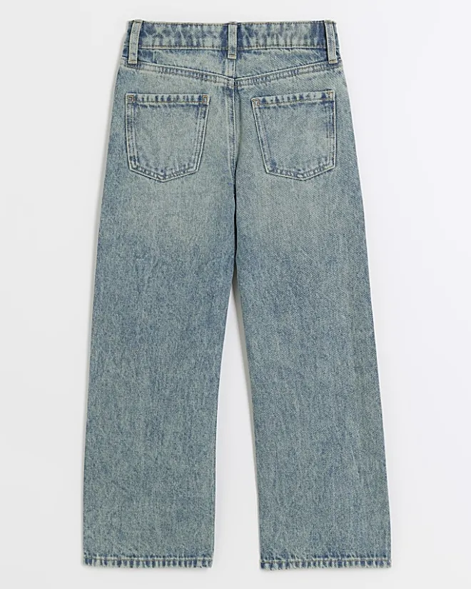 River Island Girls studded straight jeans Blue Hot