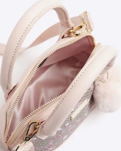 River Island Girls Floral Monogram Bag Brown Sale