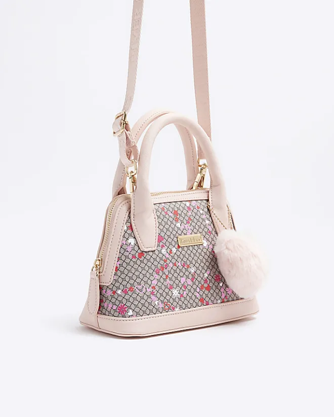River Island Girls Floral Monogram Bag Brown Sale