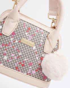 River Island Girls Floral Monogram Bag Brown Sale