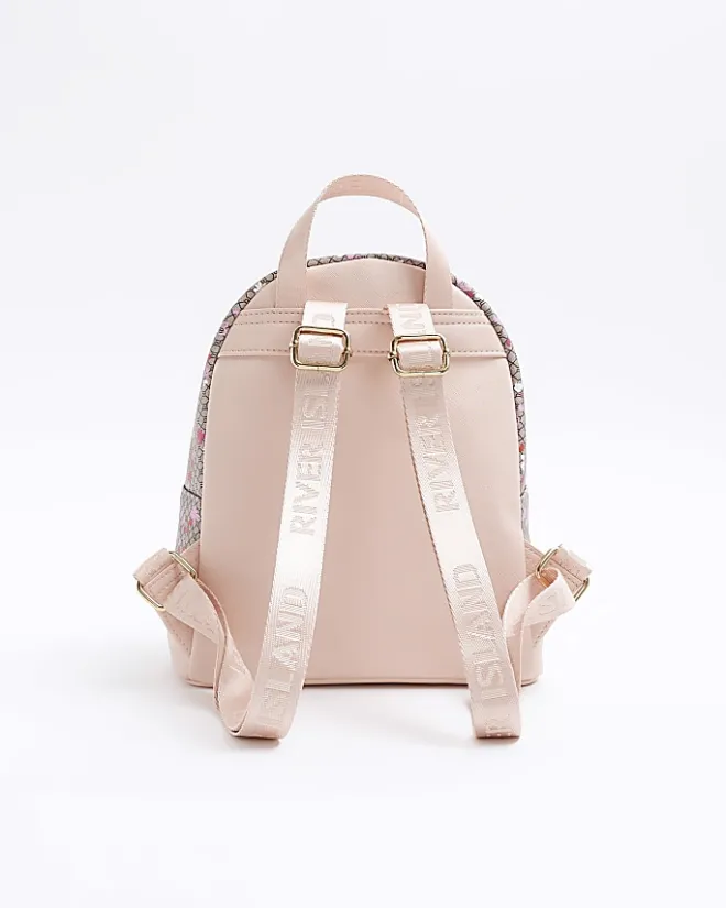 River Island Girls floral monogram backpack Brown Online