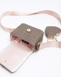 River Island Girls floral monogram cross body bag Brown Best