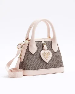 River Island Girls RI floral monogram bag Brown Fashion