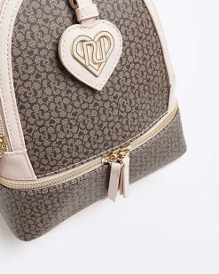 River Island Girls RI floral monogram backpack Brown Hot