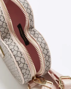 River Island Girls RI monogram heart cross body bag Brown Best