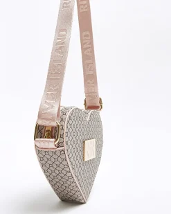 River Island Girls RI monogram heart cross body bag Brown Best