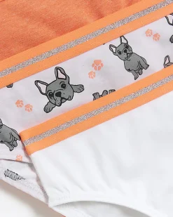 River Island Girls coral frenchie dog briefs 6 pack Orange Outlet