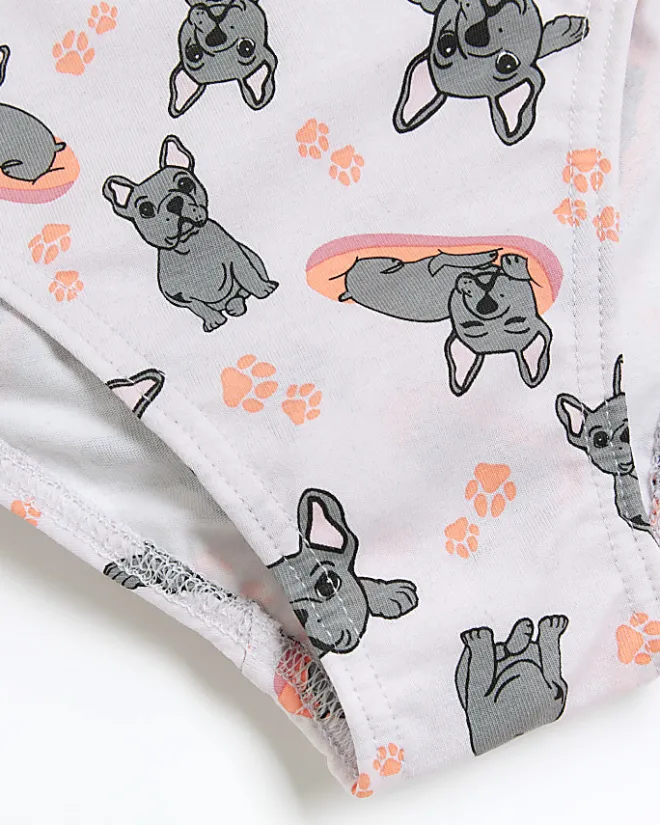 River Island Girls coral frenchie dog briefs 6 pack Orange Outlet