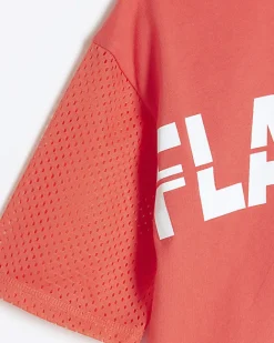 River Island Girls coral RI Active mesh back crop t-shirt Orange Hot