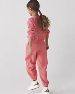 River Island Girls coral sweatshirt and joggers set Orange Clearance