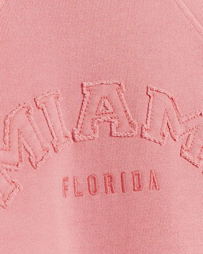 River Island Girls coral sweatshirt and joggers set Orange Clearance